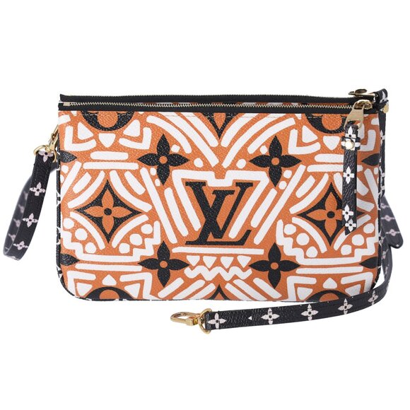 Louis Vuitton Pochette Double Zip LV Crafty Giant Monogram Crossbody Orange - Picture 1 of 7